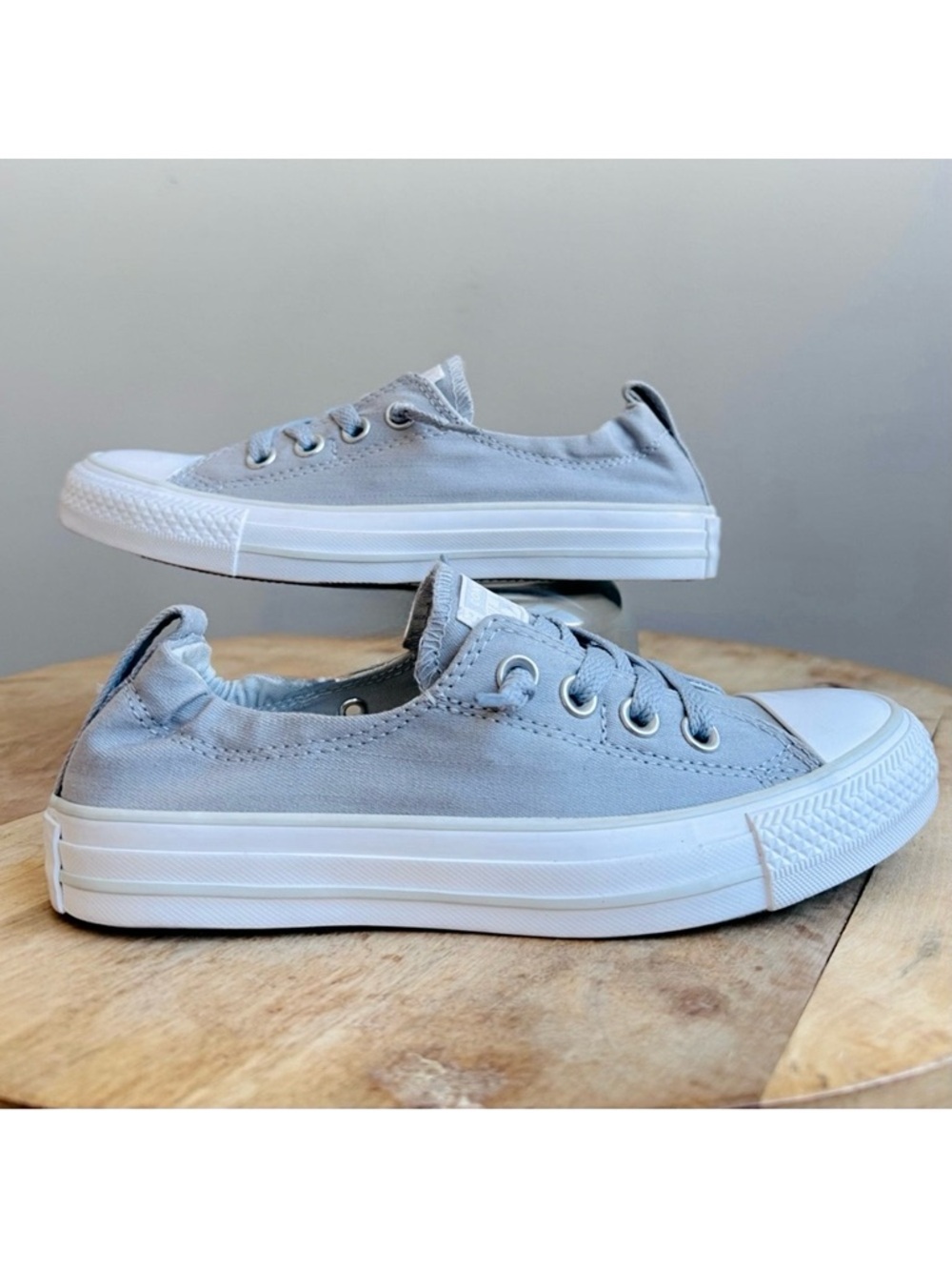 Converse Shoreline Women 6 Pale Gray Monochrome Canvas Slip On Shoes NWOB